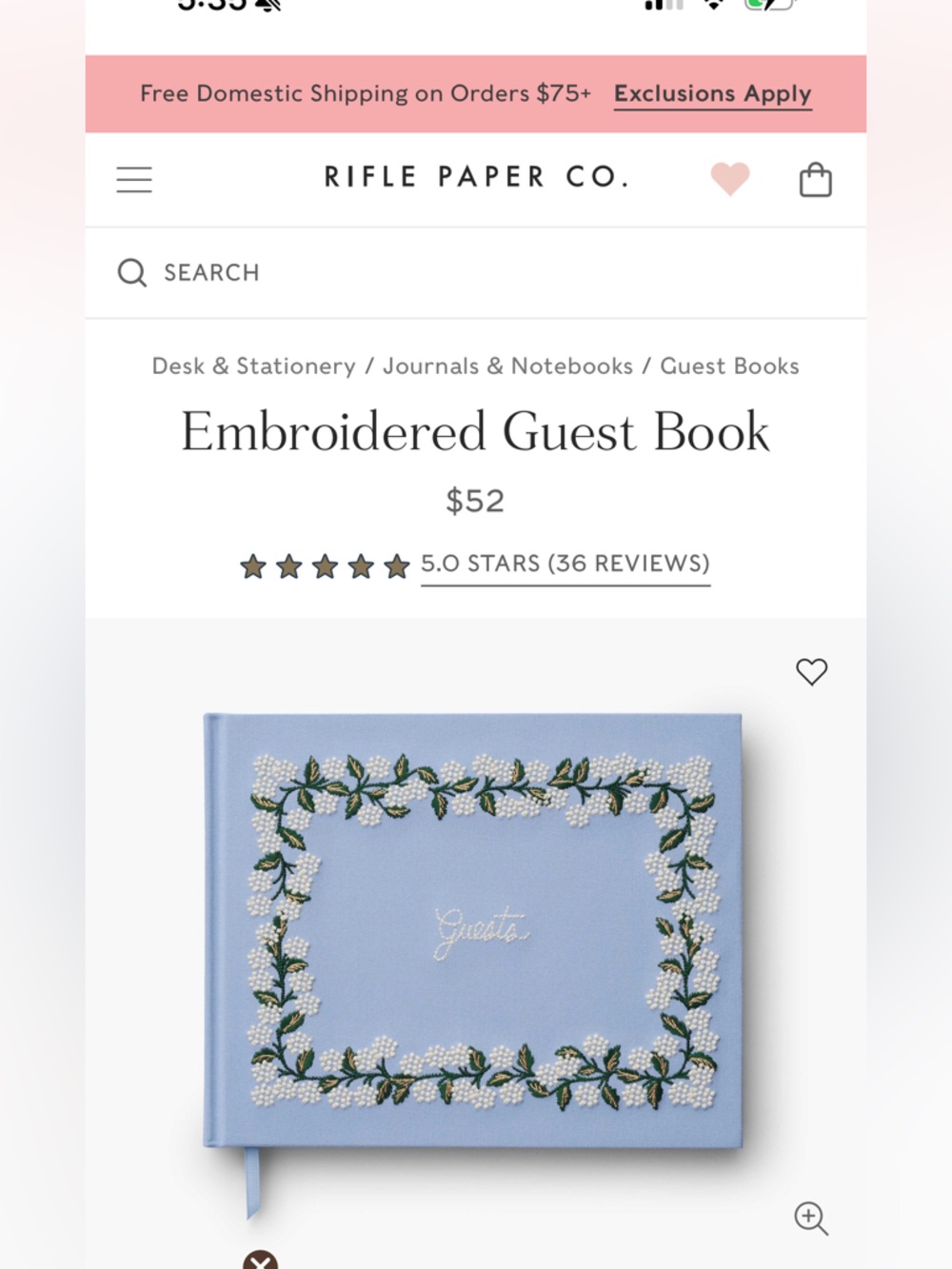 Blue Embroidered Floral Box with Script Logo